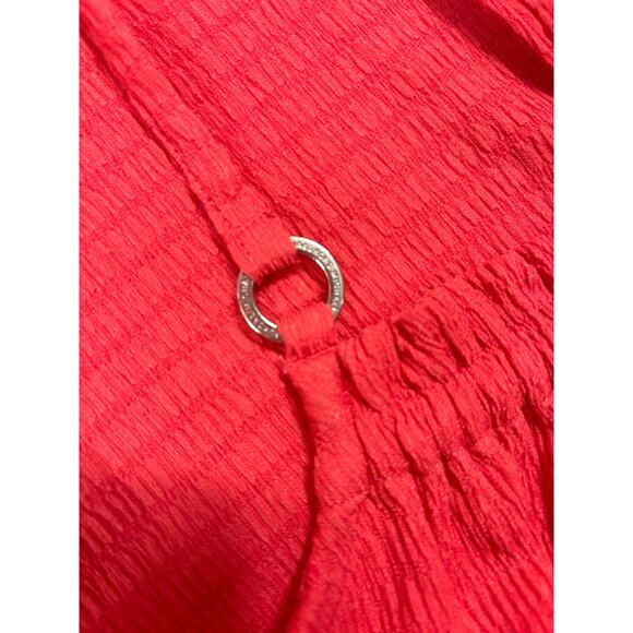 Michael Kors NWT Geranium Red Smocked Maxi Dress Size Medium - Picture 7 of 8